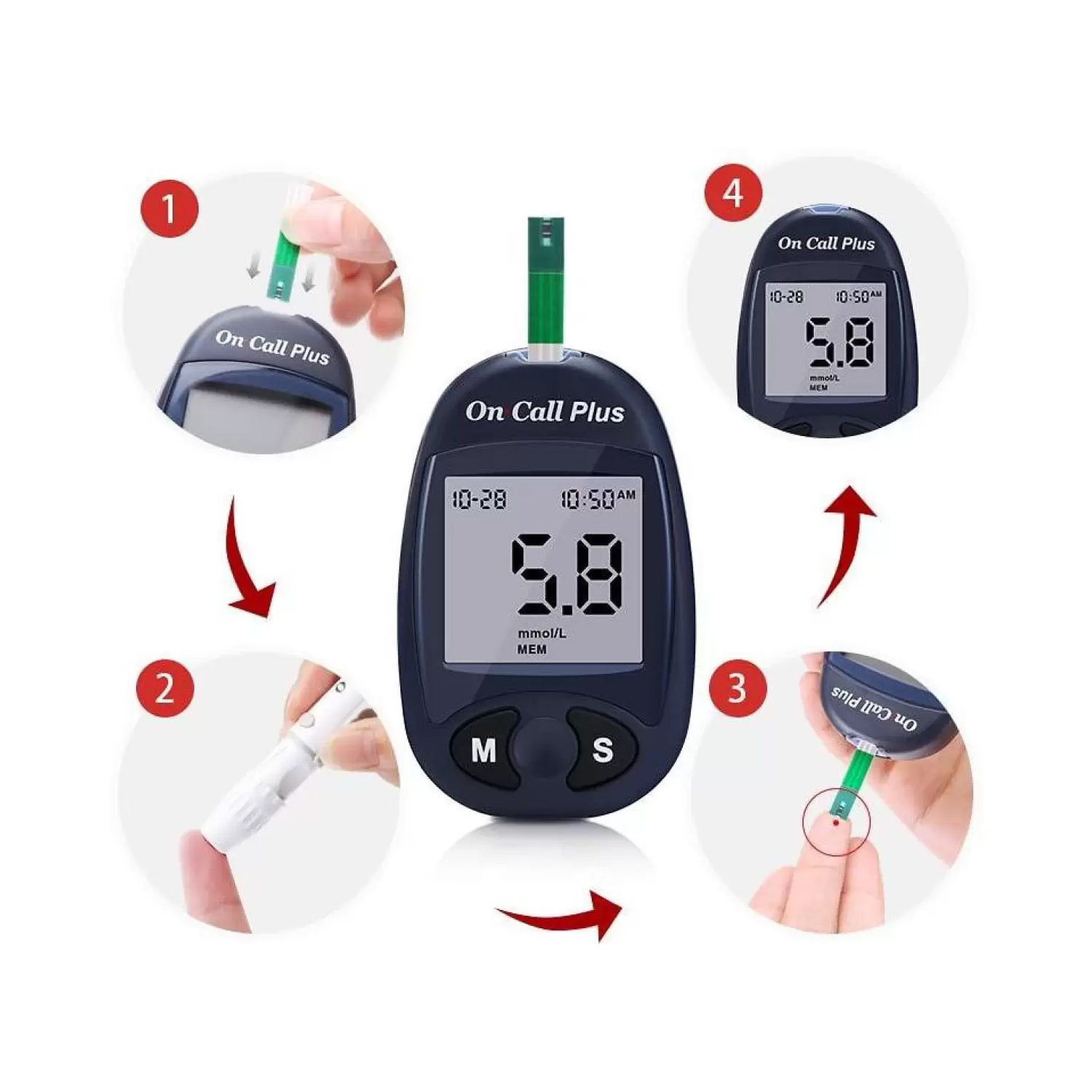 On Call Plus OCP100S Glucometer (Blue) - Cureka