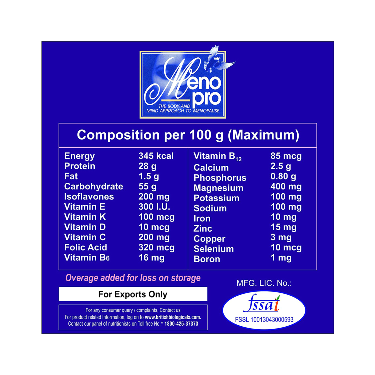 Meno Pro For Menopausal Symptoms 400g Cureka