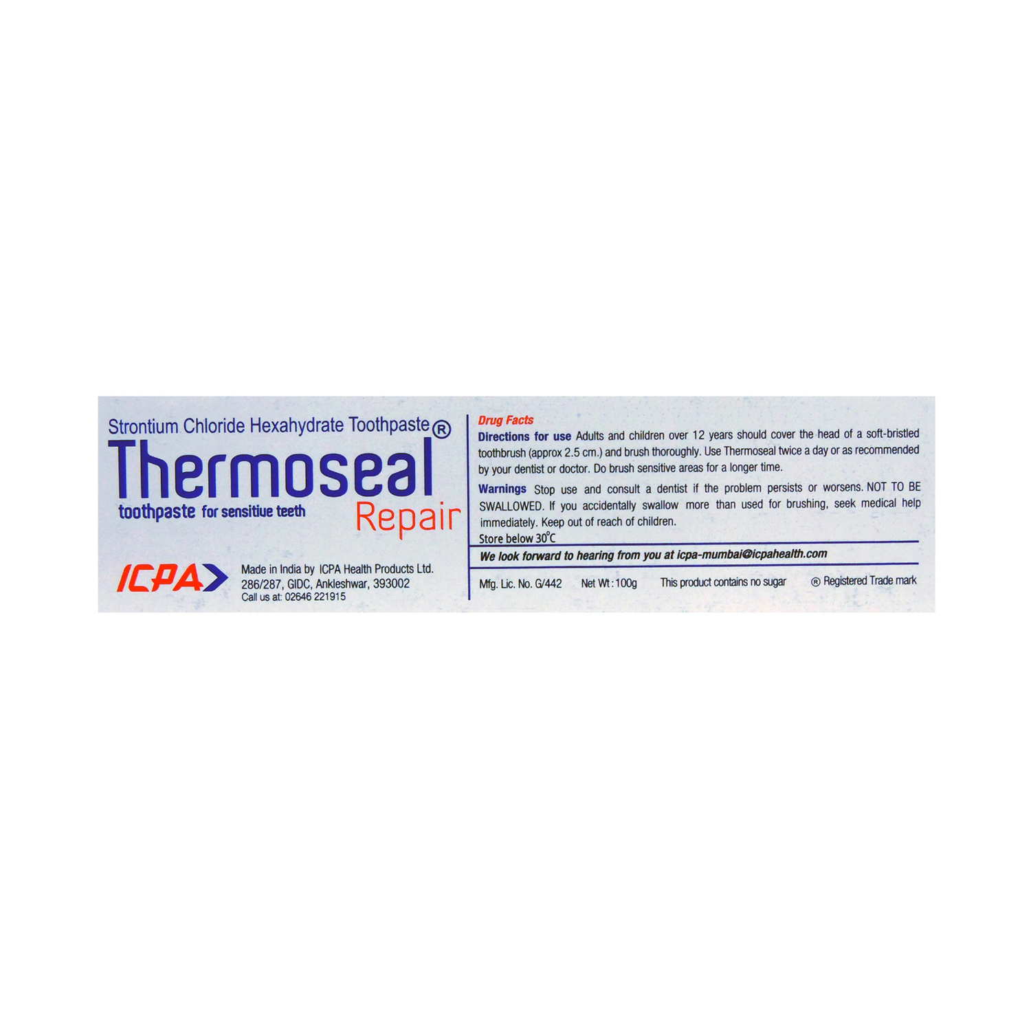 Icpa Thermoseal Repair Toothpaste 100gm Cureka 3456