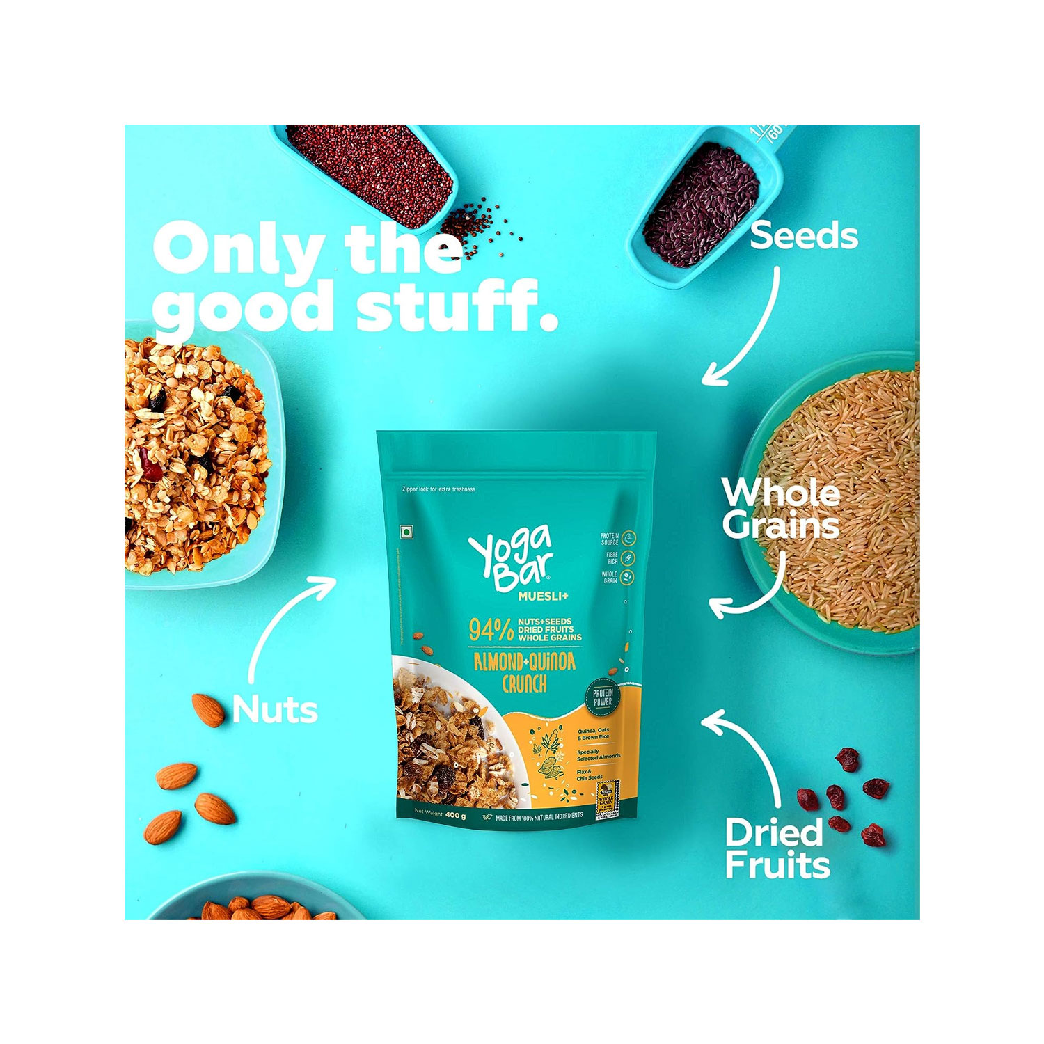 YogaBar Almonds + Quinoa Wholegrain Muesli - 400g - Cureka - Online ...