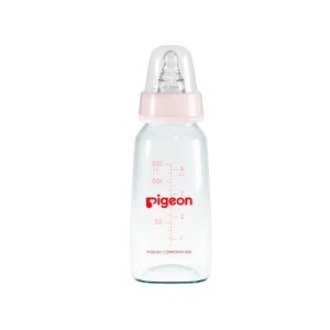 Pigeon Glass Feeding Bottle with 2 Nipples 120 ml (Pink)