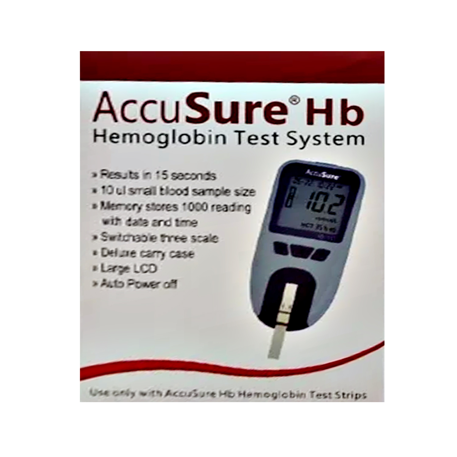 Accusure Hemoglobin Test System With 2×25 Test Strips