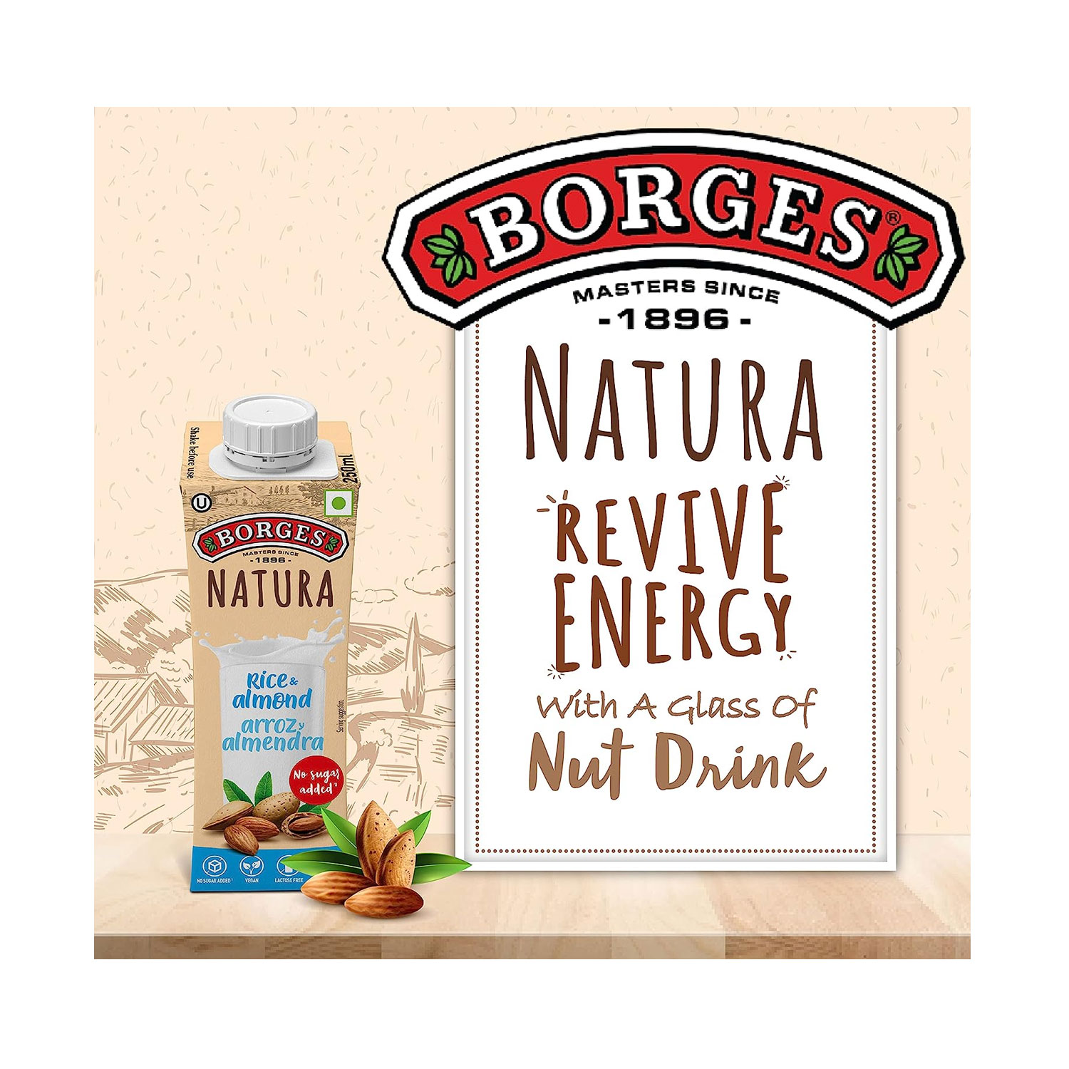 Borges Natura Rice and Almond Drink 250ml - Cureka - Online Health Care ...