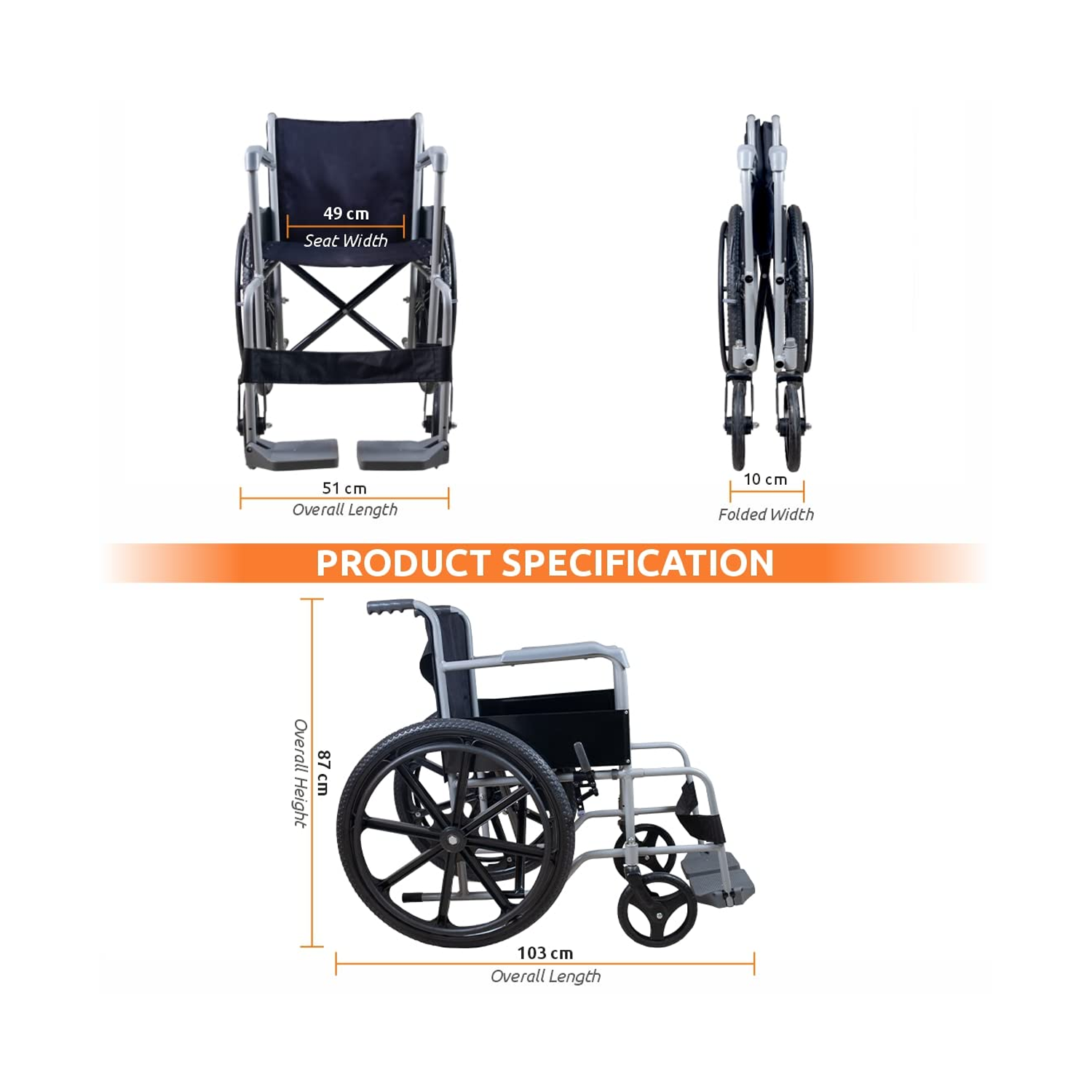 Vissco Rodeo Veer Wheelchair with Mag Wheel (PC No 9985)