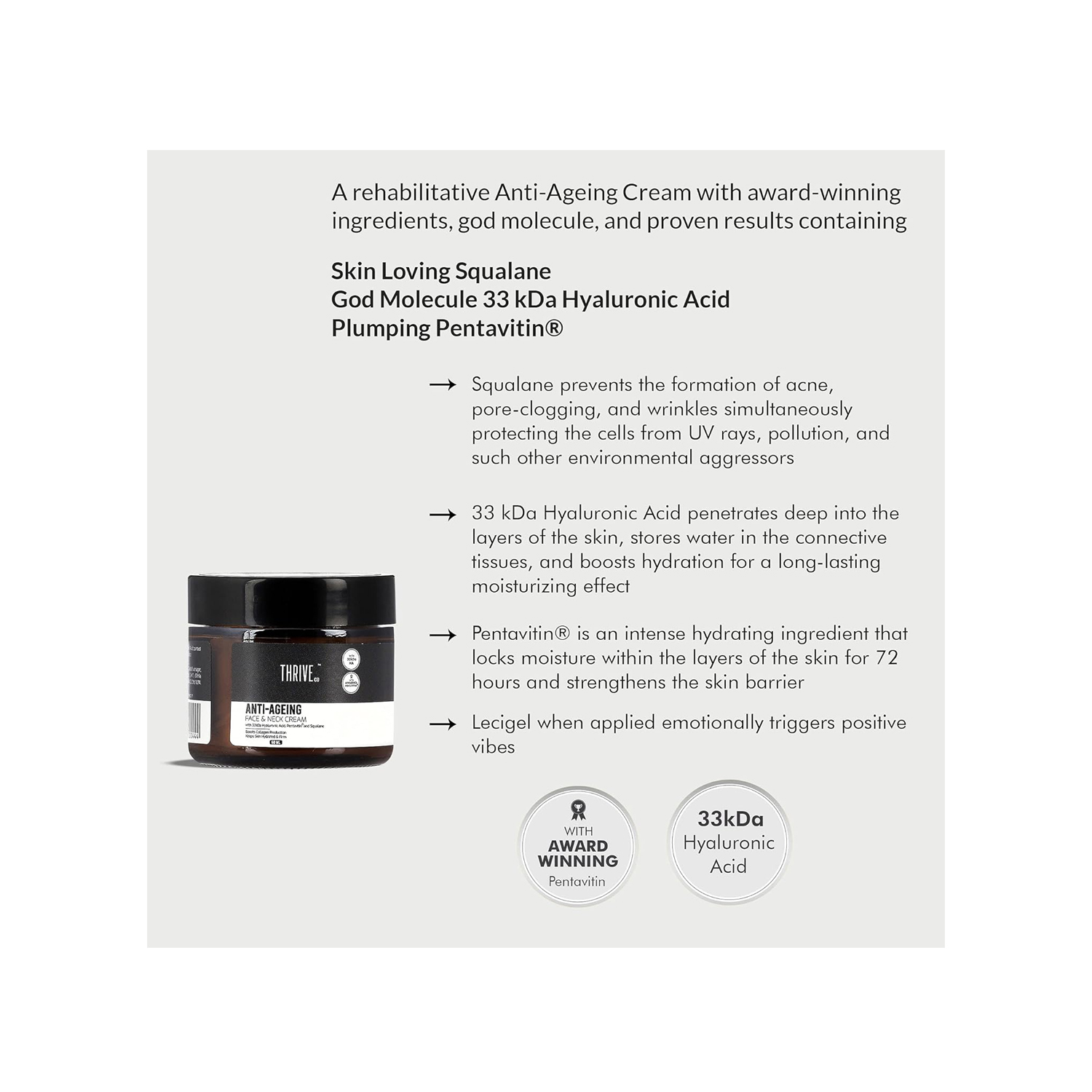 Thriveco Antiaging Face And Neck Cream Daily Use Cream For Plumping Radiating And Collagen 9877