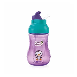BeeBaby Flippy Soft Silicone Straw Sippy Purple Cup (250ml)